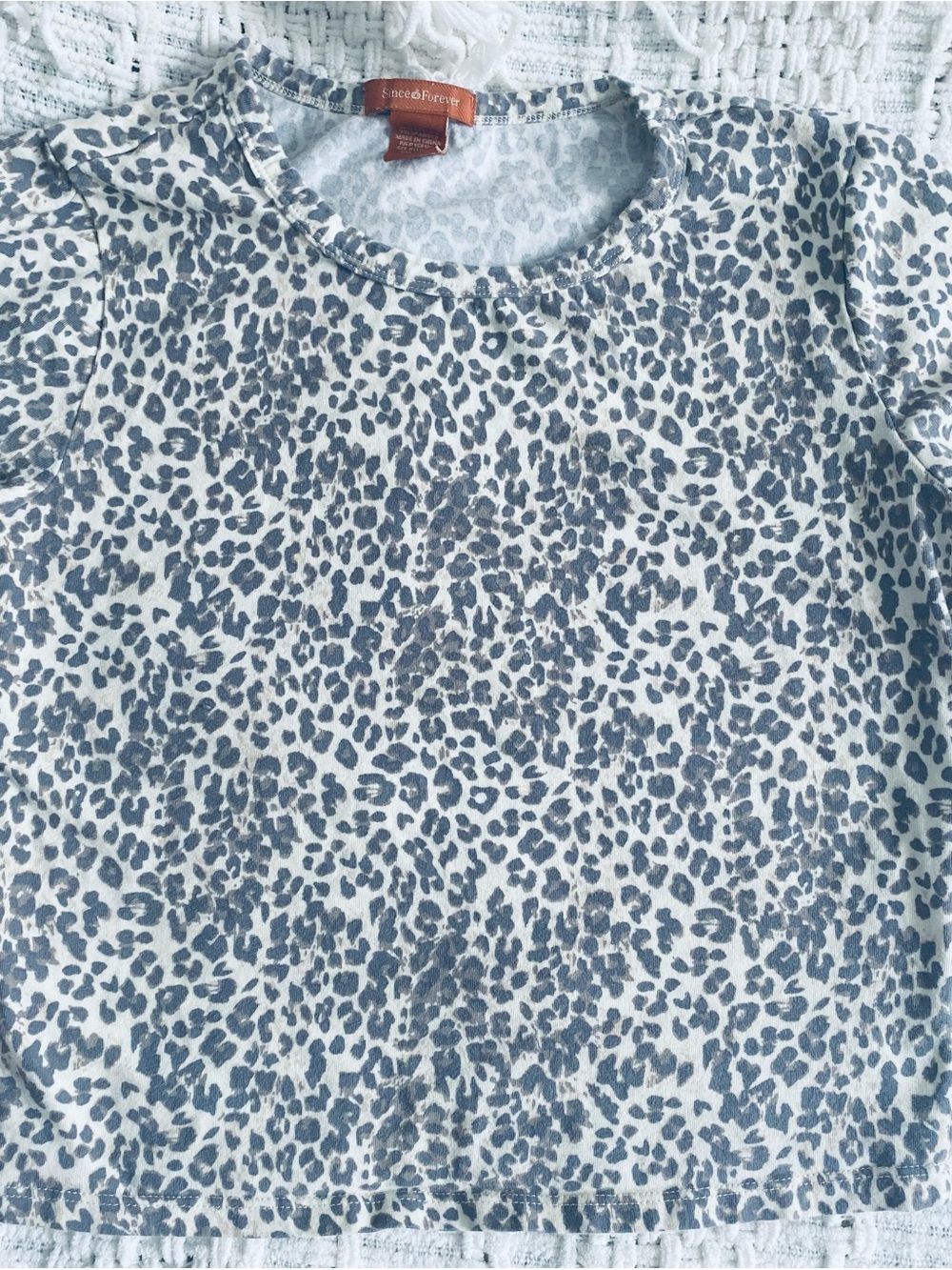 Seed Heritage Kids Blue and White Leopard Print Tee